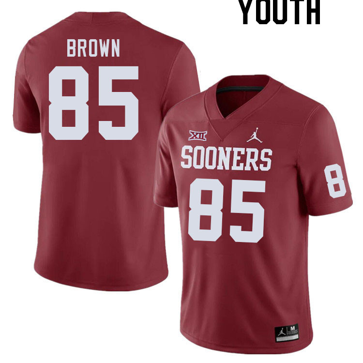 Youth #85 Trey Brown Oklahoma Sooners College Football Jerseys Stitched Sale-Crimson